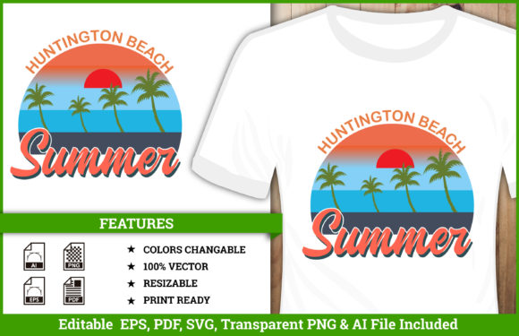Download Huntington Beach Summer T-shirt Design - Premium Bundle