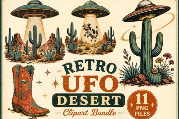 Download Retro UFO Desert Clipart PNG, 11 Western - Ufo Collection