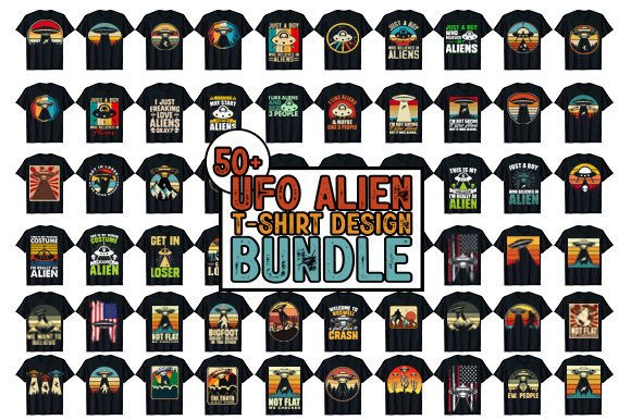 Download Vintage UFO Alien T-shirt Design Bundle - Ufo Collection
