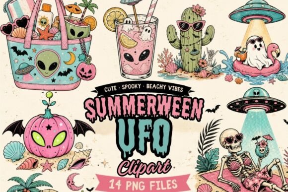 Download Summerween UFO Clipart Bundle | 14 PNG - Ufo Collection